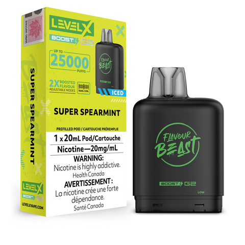 Level X Boost 25k: Super Spearmint Iced by Flavour Beast