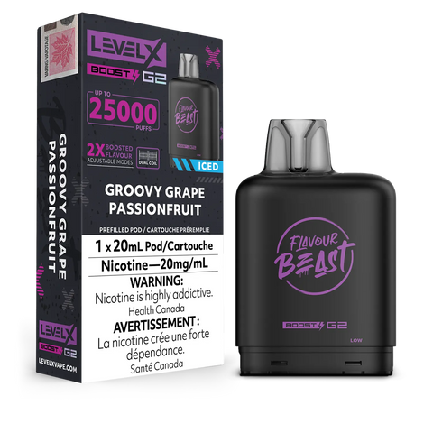 Level X Boost 25k: Groovy Grape Passionfruit Iced by Flavour Beast