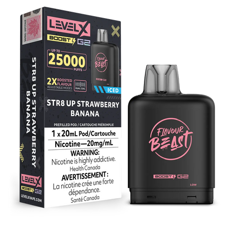 Level X Boost 25k: Str8 Up Strawberry Banana Iced by Flavour Beast