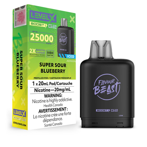 Level X Boost 25k: Super Sour Blueberry Iced by Flavour Beast