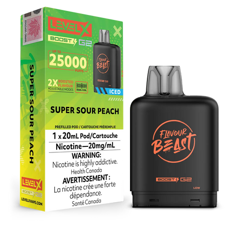 Level X Boost 25k: Super Sour Peach by Flavour Beast