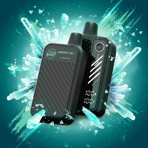 FlavourBeast Mode Max 2 Extreme Mint disposable vape device front & back